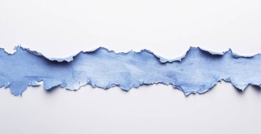Kopya alanı arkaplanı için kenarları yırtılmış mavi yırtık kağıt. Yapay zeka oluşturuldu