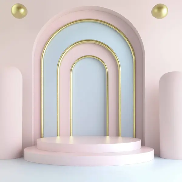 Ürün sergisi için 3 boyutlu podyum çalışması. Yapay zeka oluşturuldu