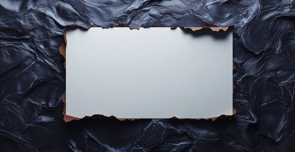 черная пустая бумага и скомканный лист на темном фоне, плоский узор, макет для дизайна..