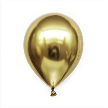 Beyaz arka planda altın balon. Yapay zeka oluşturuldu