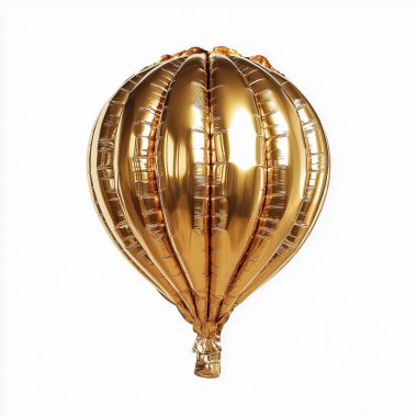 Beyaz arka planda izole edilmiş altın balon. Altın balonlu balon yapay zeka üretildi.
