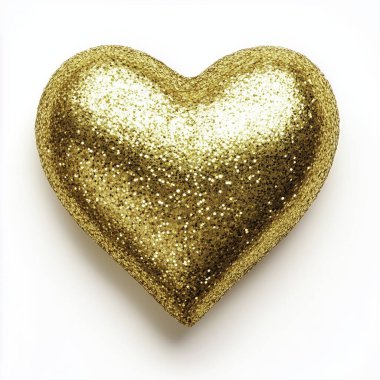 Beyaz arka planda altın kalp. Yapay zeka oluşturuldu