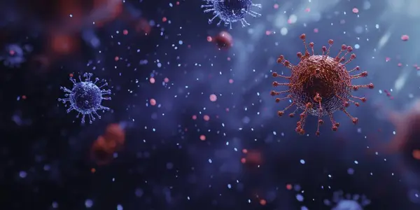 3 boyutlu virüs hücresi. Yapay zeka oluşturuldu