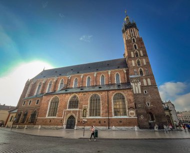 Polonya 'daki Krakow kentinin manzara ve mimari fotoğrafı, eski şehir Krakow, Avrupa mimarisi
