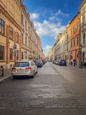 Polonya 'daki Krakow kentinin manzara ve mimari fotoğrafı, eski şehir Krakow, Avrupa mimarisi