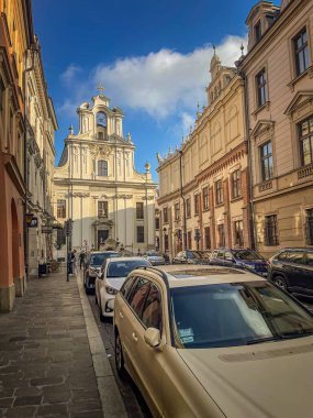 Polonya 'daki Krakow kentinin manzara ve mimari fotoğrafı, eski şehir Krakow, Avrupa mimarisi