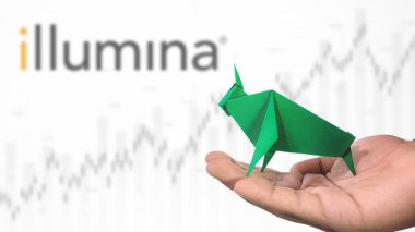 New York- USA, 23 Jan 2025: ILLUMINA Stock Uptrend with Selective Focus on green origami Bull, symbolising ILLUMINA Bullish market trend. Captures the concept of Financial Growth clipart