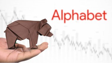 New York- USA, 13 Jan 2025: ALPHABAT stock downtrend with Selective Focus on brown origami bear, depicting a bearish market sentiment of ALPHABAT . Captures the concept of financial crash clipart