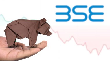 New York - ABD, 13 Ocak 2025: BSe hisse senedi düşüşü: Kahverengi origami ayısı üzerine Seçici Odaklanma, BSe 'nin piyasa duyarlılığını tasvir ediyor. Finansal çöküş kavramını yakalıyor