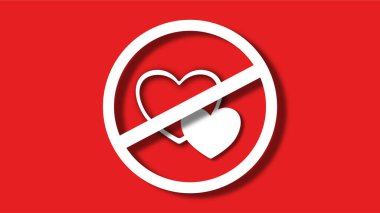 Beyaz çizgi kalp şeklinde sevgililer günü festivali. kırmızı arkaplanda.