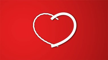 Beyaz çizgi kalp şeklinde sevgililer günü festivali. kırmızı arkaplanda.