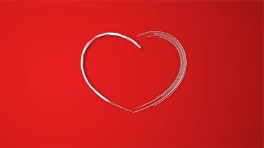 Beyaz çizgi kalp şeklinde sevgililer günü festivali. kırmızı arkaplanda.