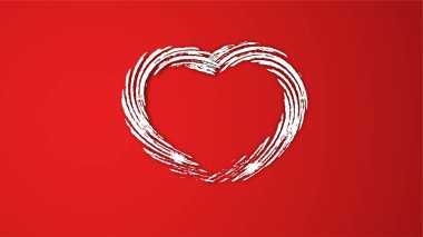 Beyaz çizgi kalp şeklinde sevgililer günü festivali. kırmızı arkaplanda.