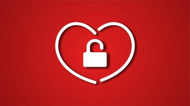 Beyaz çizgi kalp şeklinde sevgililer günü festivali. kırmızı arkaplanda.