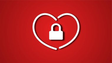 Beyaz çizgi kalp şeklinde sevgililer günü festivali. kırmızı arkaplanda.