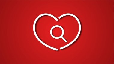 Beyaz çizgi kalp şeklinde sevgililer günü festivali. kırmızı arkaplanda.