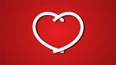 Beyaz çizgi kalp şeklinde sevgililer günü festivali. kırmızı arkaplanda.