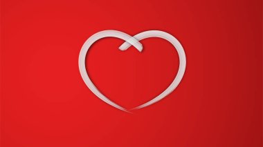 Beyaz çizgi kalp şeklinde sevgililer günü festivali. kırmızı arkaplanda.