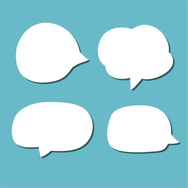 Soyut bir beyaz konuşma balonu seti ve gölgeli bir arka plan. Metin için boşluk. Yazı tipinin rill metni için soyut boş alan.