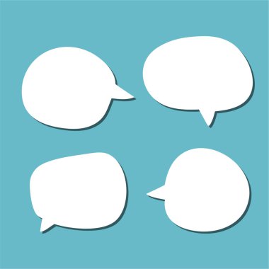 Soyut bir beyaz konuşma balonu seti ve gölgeli bir arka plan. Metin için boşluk. Yazı tipinin rill metni için soyut boş alan.