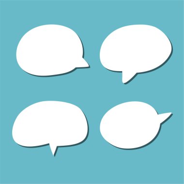 Soyut bir beyaz konuşma balonu seti ve gölgeli bir arka plan. Metin için boşluk. Yazı tipinin rill metni için soyut boş alan.