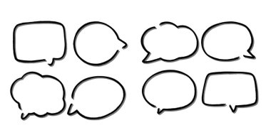 Soyut bir beyaz konuşma balonu seti ve gölgeli bir arka plan. Metin için boşluk. Yazı tipinin rill metni için soyut boş alan.