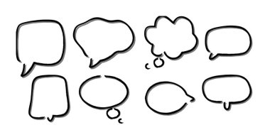 Soyut bir beyaz konuşma balonu seti ve gölgeli bir arka plan. Metin için boşluk. Yazı tipinin rill metni için soyut boş alan.