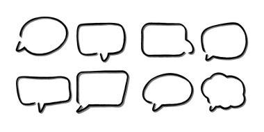 Soyut bir beyaz konuşma balonu seti ve gölgeli bir arka plan. Metin için boşluk. Yazı tipinin rill metni için soyut boş alan.