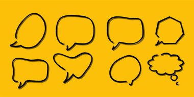 Soyut bir beyaz konuşma balonu seti ve gölgeli bir arka plan. Metin için boşluk. Yazı tipinin rill metni için soyut boş alan.