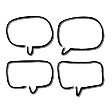 Konuşma balonunu özetle. Soyut Vektör çizimi elle çizilmiş Konuşma Baloncukları Ayarlandı. Kara baloncuk izole edilmiş arkaplan.