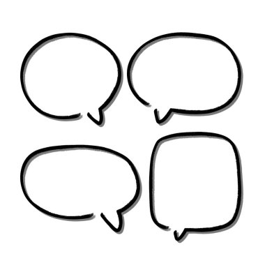 Konuşma balonunu özetle. Soyut Vektör çizimi elle çizilmiş Konuşma Baloncukları Ayarlandı. Kara baloncuk izole edilmiş arkaplan.