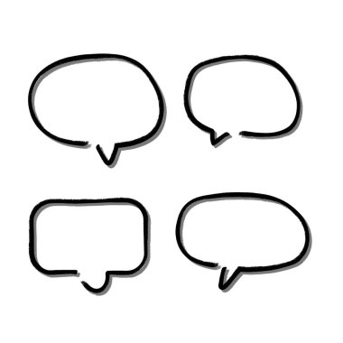 Konuşma balonunu özetle. Soyut Vektör çizimi elle çizilmiş Konuşma Baloncukları Ayarlandı. Kara baloncuk izole edilmiş arkaplan.