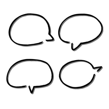 Konuşma balonunu özetle. Soyut Vektör çizimi elle çizilmiş Konuşma Baloncukları Ayarlandı. Kara baloncuk izole edilmiş arkaplan.