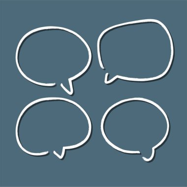 Konuşma balonunu özetle. Soyut Vektör çizimi elle çizilmiş Konuşma Baloncukları Ayarlandı. Kara baloncuk izole edilmiş arkaplan.