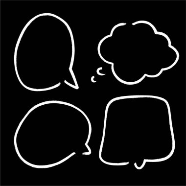 Konuşma balonunu özetle. Soyut Vektör çizimi elle çizilmiş Konuşma Baloncukları Ayarlandı. Kara baloncuk izole edilmiş arkaplan.