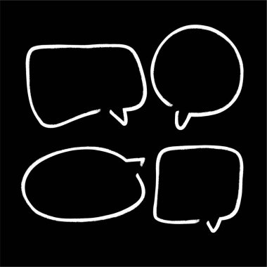 Konuşma balonunu özetle. Soyut Vektör çizimi elle çizilmiş Konuşma Baloncukları Ayarlandı. Kara baloncuk izole edilmiş arkaplan.