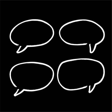 Konuşma balonunu özetle. Soyut Vektör çizimi elle çizilmiş Konuşma Baloncukları Ayarlandı. Kara baloncuk izole edilmiş arkaplan.