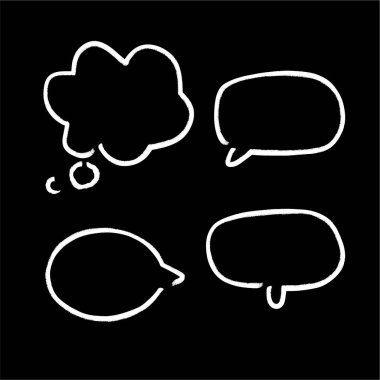 Konuşma balonunu özetle. Soyut Vektör çizimi elle çizilmiş Konuşma Baloncukları Ayarlandı. Kara baloncuk izole edilmiş arkaplan.