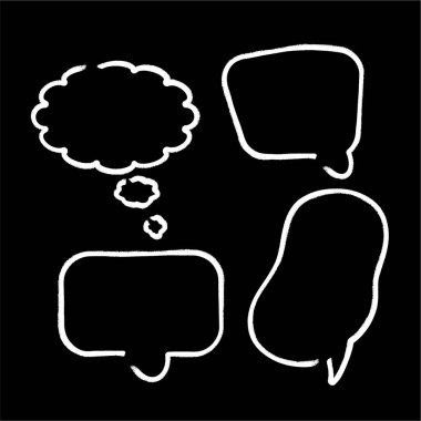 Konuşma balonunu özetle. Soyut Vektör çizimi elle çizilmiş Konuşma Baloncukları Ayarlandı. Kara baloncuk izole edilmiş arkaplan.