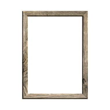 wooden frame with isolated white background. front view of classic wooden frame. for A4 image or text. clipart