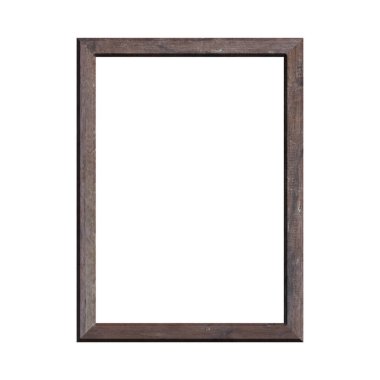 İzole edilmiş beyaz arka planı olan ahşap bir çerçeve. Klasik ahşap çerçevenin ön görüntüsü. A4 resmi ya da metin için.