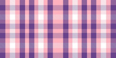 Gingham desenli geçmiş. Retro masa örtüsü dokusu. Soyut renk Scott deseniyle dolu. Pastel Gingham kumaş üzerindeki parmak izi için kusursuz bir arkaplan. Vektör sanatı