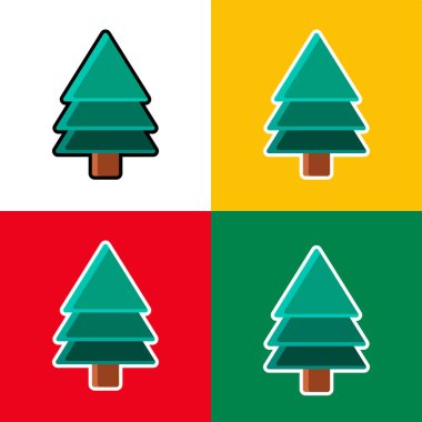 Beyaz, sarı, kırmızı ve yeşil arkaplan ile izole edilmiş Noel ağacı simgesi