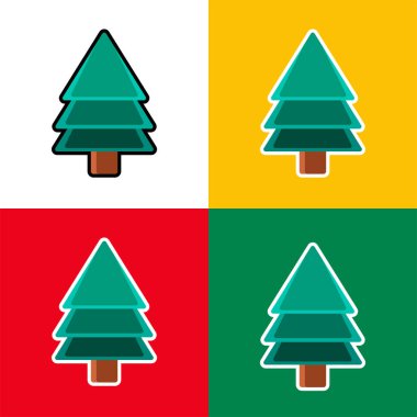 Beyaz, sarı, kırmızı ve yeşil arkaplan ile izole edilmiş Noel ağacı simgesi