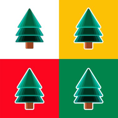 Beyaz, sarı, kırmızı ve yeşil arkaplan ile izole edilmiş Noel ağacı simgesi