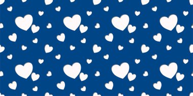 Beyaz Kalp Renk Arkaplanı 'nda Kusursuz Kalıp. Romantik temaya bayılırım. Sevgililer Günü için aşkla desenli kalpler. Sevgililer Günü geçmişi. Küçük kalpli soyut vektör dokusu