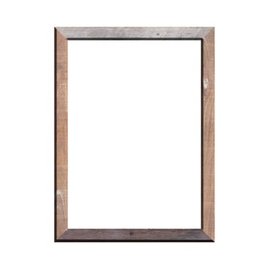 İzole edilmiş beyaz arka planı olan ahşap bir çerçeve. Klasik ahşap çerçevenin ön görüntüsü. A4 resmi ya da metin için.