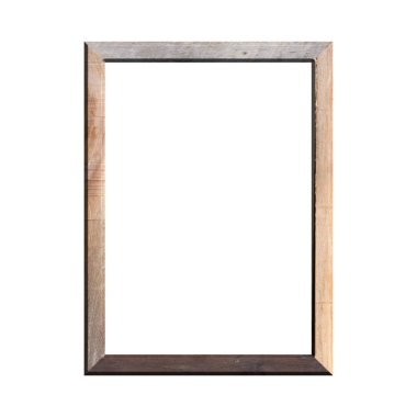 İzole edilmiş beyaz arka planı olan ahşap bir çerçeve. Klasik ahşap çerçevenin ön görüntüsü. A4 resmi ya da metin için.