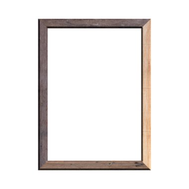 İzole edilmiş beyaz arka planı olan ahşap bir çerçeve. Klasik ahşap çerçevenin ön görüntüsü. A4 resmi ya da metin için.