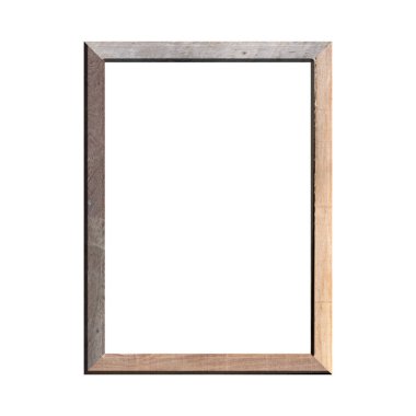 İzole edilmiş beyaz arka planı olan ahşap bir çerçeve. Klasik ahşap çerçevenin ön görüntüsü. A4 resmi ya da metin için.